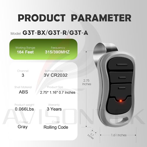 G3T-R G3T-BX télécommande ouvre-porte garage Genie Intellicode - 7