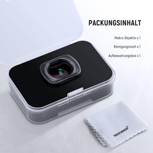 NEEWER 2x Makroobjektiv kompatibel mit DJI Osmo Pocket 3 / Pocket 4 / Xtra Muse, HD Makroobjektiv mit 3 Linsen in 3 Gruppen und Magnetbefestigung, Filter nicht stapeln, LS-64