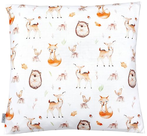 TupTam Taie d'oreiller à Motifs Housses pour Enfants décoratif, Animaux de la forêt/Hérissons/Chevreuils, 40 x 60 cm