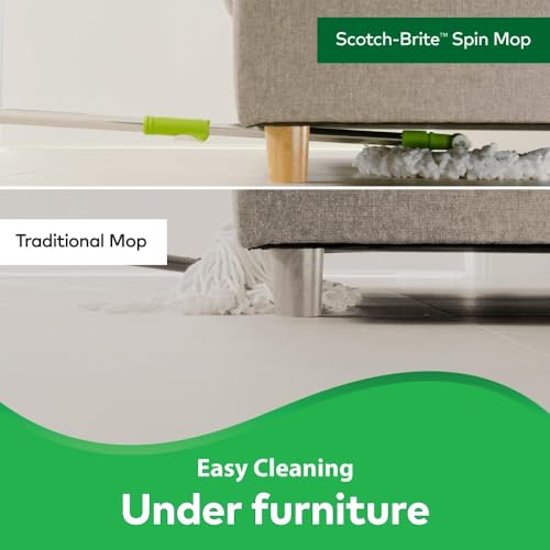 Image of Scotch-Brite Twin Bucket Spin Mop with Easy Wring & Rinse System, 360 Adjustable Handle, High Absorbency Microfiber for Deep Cleaning on All Floor Types