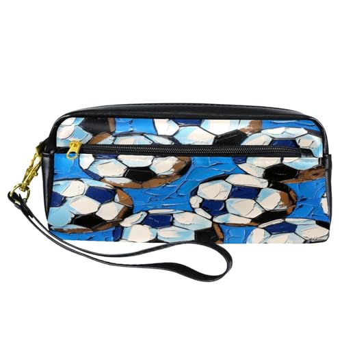 Astuccio per matite astuccio per cancelleria per studenti con cerniera per ragazzi e ragazze forniture per scuola e ufficio pittura a olio con pallone Multi poliuretano blu