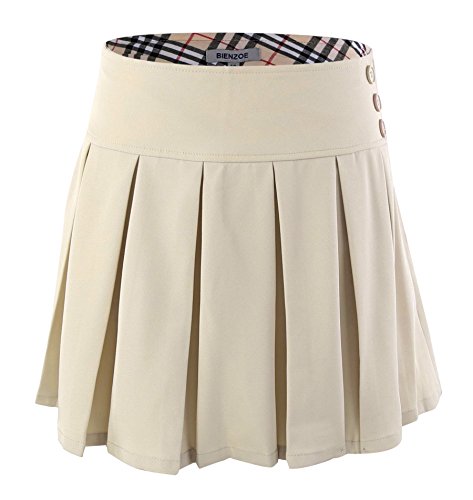 Bienzoe 1600753016 Girls School Uniform Skirt: Kids Adjustable Waist Stretchy Skort Khaki 16 cover