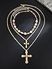 Gold Layered Cross Necklace Set For Women, Vintage... #2