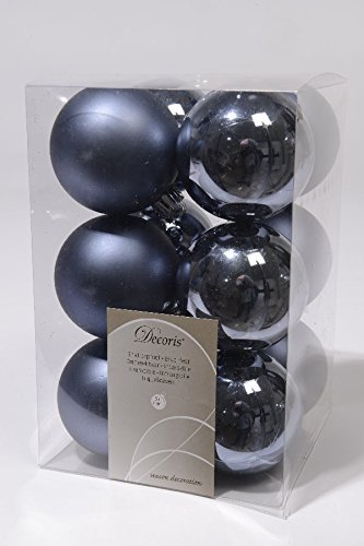 Lote de 12 bolas de Navidad (diámetro 60 mm) Alpina Azul Vaqueros Cover