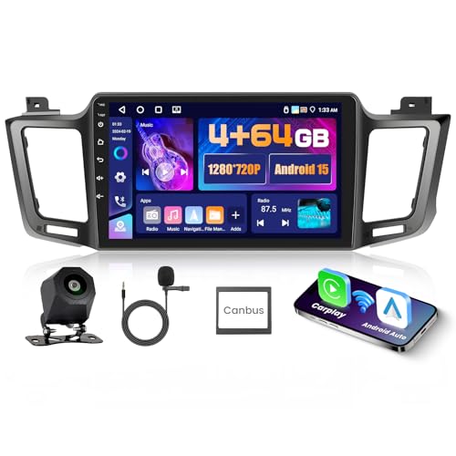 Autoradio Android Toyota RAV4 2013-2019 GPS Carplay sans fil Écran 10.1 Pouces 4+64G Caméra Recul
