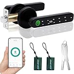 Smart Fingerprint Door Lock, Biometric Keyless Entry Door Lock with APP - Cards - Backup Key - Fingerprints - Codes for Bedroom Hotel Office Apartment and More(Black)