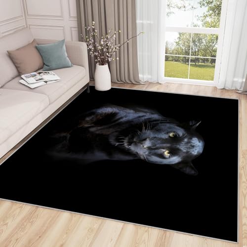 Moquette decoration léopard noir tapis sol absorbant chic - 5