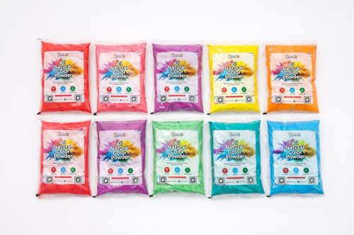 Kulture Khazana Holi Color Powder 10 Pack, 100 gms (8 Colors) – Non Toxic Gulal for Festival of Colors, Holi Party, Color Run, School & College Events – Bulk Throwing Powder for Kids & Adults