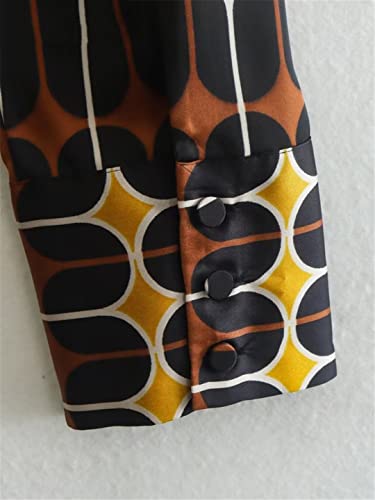 Robe midi vintage d'exception à col montant Zadaos, le raffinement du graphisme contrasté