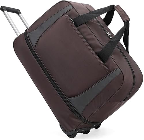 Rolling Duffle Bag Wheeled Bag Large Capacity Foldable Travel Luggage with Telescopic Handle Waterproof Overnight for Travel Gym Yoga(Brown,Large)