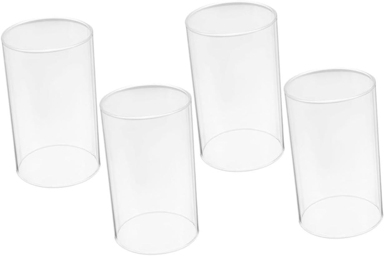 Zerodeko 4pcs Glass Candle Covers Cylinder Candle Decor Protective Glass Tube Covers for Decorative