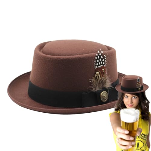 Yhsioaklo Chapeau pour robes 'Oktoberfest, chapeau de costume bavarois 'Oktoberfest, costume bavarois allemand, costumes pour femmes', pour costumes ' avec plumes, emblèmes