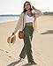 SEMARO Womens Casual Linen High Waist Pants Drawstring Loose Fit Summer Pants Trousers with Side Pockets Army Green