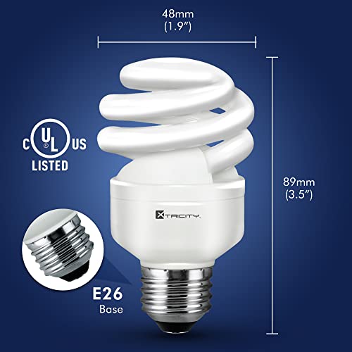 Xtricity Compact Fluorescent Light Bulb T2 Spiral Cfl, 2700K Soft White, 9W (40 Watt Equivalent), 540 Lumens, E26 Medium Base, 120V, Ul Listed (Pack Of 4) #TOP1