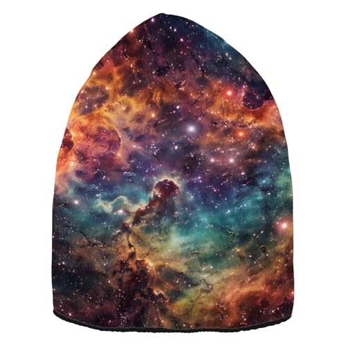 Bonnet d'hiver réversible imprimé galaxie ALAZA double couche en tricot multicolore M-L