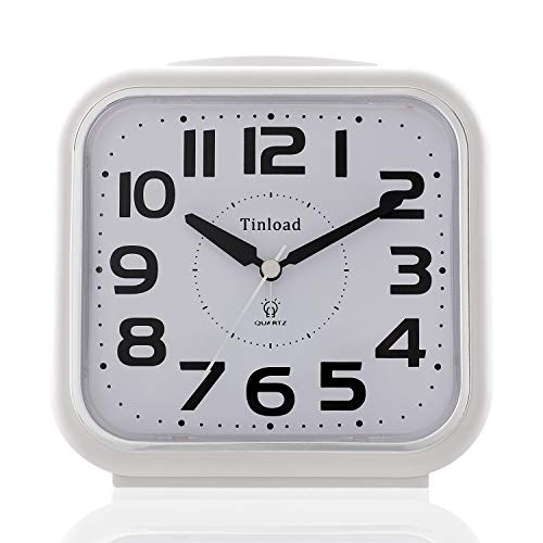 5.5" Silent Analog Alarm Clock Non Ticking, Gentle Wake, Beep Sounds, Increasing Volume