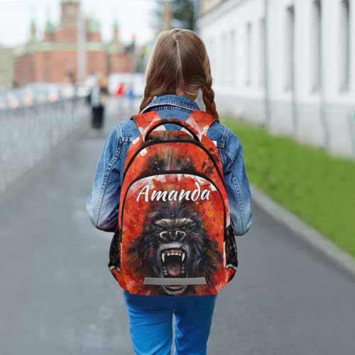 ALAZA Custom King Kong Backpack for Boys Personalized Your Name Text Bookbag Kids School Book Bags 3rd 4th 5th Grade Laptop Casual Travel Daypack3