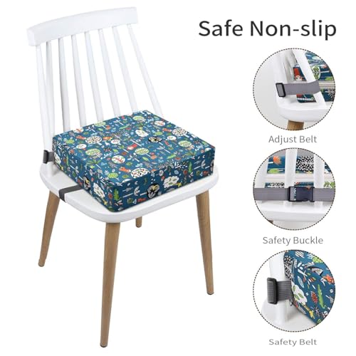 Image of Booster Seat for Kitchen Chair - Washable Toddler Booster for Dining Table, Portable Travel Increasing Cushion for Kid (Forest Green)