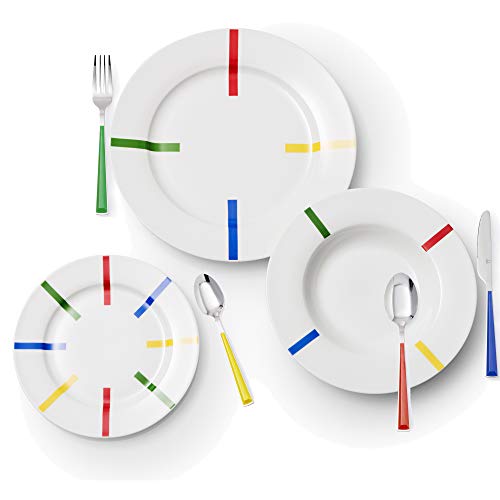 Set 6 Servicios: 18Pcs Vajilla Loza Diseño Rayas De Colores Y 24Pcs Cubertería Acero Inoxidable Mango Colores Casa Benetton En Oferta United Colors Of Benetton. Set 6 Servicios: 18Pcs Vajilla Loza Diseño Rayas De Colores Y 24Pcs Cubertería Acero Inoxidable Mango Colores Casa Benetton (Pk2230)