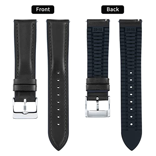 Image of BINLUN Leather Watch Band 14mm 16mm 18mm 19mm 20mm 21mm 22mm Quick Release Premium Oil Wax Leather and Breathable Silicone Hybrid Watch Bands Replacement Strap for Men Women