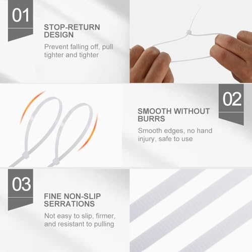 Image of bvslf 200 MM x 3.6 MM | Pack of 300 | Self Locking Nylon Cable Tie, Heavy Duty Weather-Resistant Cable Strap Zip Wire Fastener Organizer Tie, Ties for Cable Management Electrical Home Office