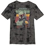 Star Wars Boys' The Mandalorian Boba Fett Bounty Hunter Poster T-Shirt, Black