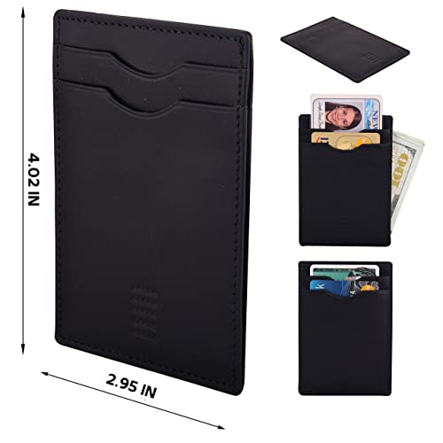 Elegant Plain cardholder Genuine Leather RFID blocking Magnetic Clip Cardcase Wallet | Slim Design for Front and Back Pocket | Quality Cardcase wallet | Ideal Gift for Men2