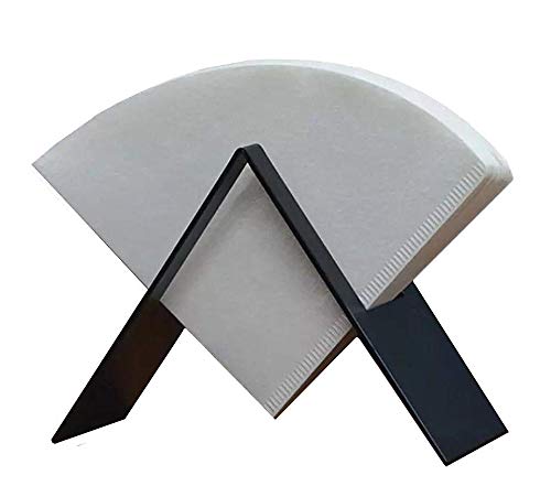 MIAO JIN Coffee Filter Paper Holder,Stainless Steel Coffee Paper Storage Container Dispenser Rack Coffee Filter Paper Stand (Black)