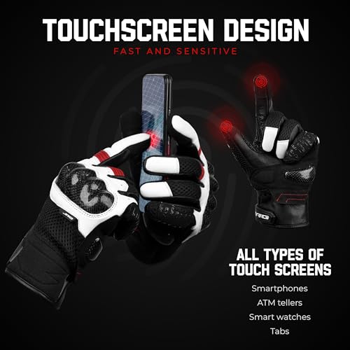 Image of J.A.G. Leather Motorcycle Gloves for Men - Carbon Fiber Knuckle Protection, Motorbike Powersports, Dirt Bike, Touchscreen Gloves for Men and Women, Guantes para Moto.