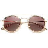 DUSHINE Small Round Double Bridge Sunglasses For Women Men Polarized 100% UV Protection