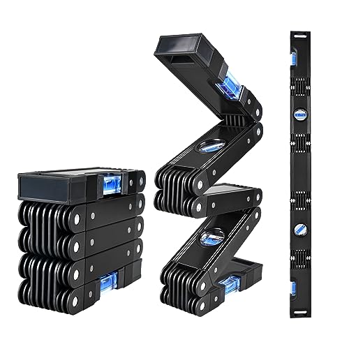 28-In Folding Level Tool Magnetic Foldable Level Ruler with 4 Easy-Read Bubbles Aluminum Alloy Multi-Angle Leveling Tool for 4 Foot Layout Corners Stairs Woodworking & Construction & DIYer