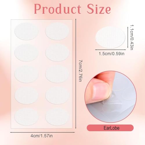 Image of XELYTON Ear Lobe for Support Earrings, Patches Ear lobe Support for Heavy Earring, Invisible Sticker tape, Transparent EarLobe Tapes Ear Lifts Patches (Pack of 200)