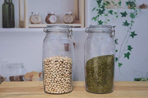 Image of MARTVIA 2500ML Round Airtight Glass Canister Food Storage Jars with Airtight Lids for Fermenting, Preserving and Storage - Cereal, Preserves, Spice, Beans, Transparent (58 - T - 2500, Set of 04)
