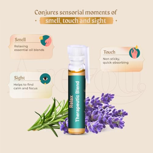 Image of Arezou Essential oil blend Gift Set - 100% Natural Aromatherapy blend for Sleep, Mood Upliftment & Relaxation | Soothing 3-Piece Wellness Kit for Men & Women | Gift for Office & Home