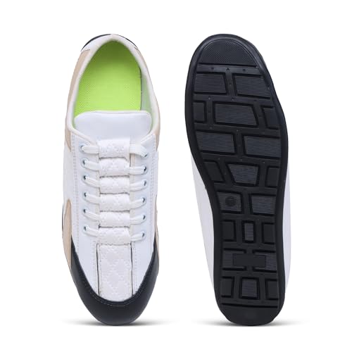 Image of Men's Tan-White Comfortable, Casual & Trendy Mesh Lace-ups Sneakers 7