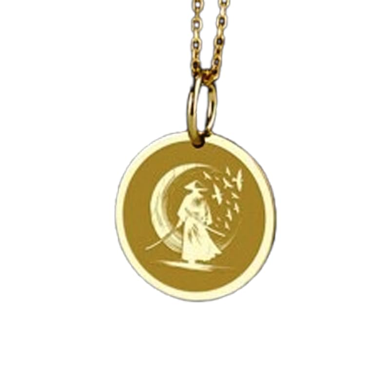 Collier samouraï en argent 925 gravé LKBEADS avec chaîne 45 cm pour homme et femme