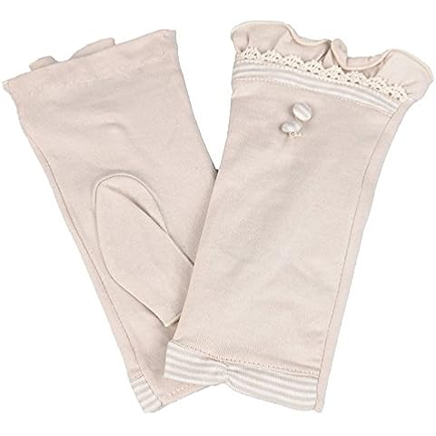 Women's Cotton Fingerless Gloves Summer Outdoor Sun Protection Mittens (Beige) Cover