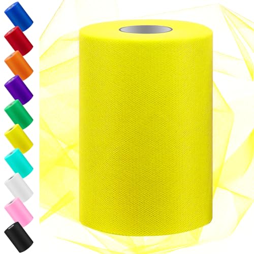 Swpeet 6 Pouces par 100 Verges Rouleau de Tissu de Tulle, Bobine de Ruban de, en Polyester net Idéal pour Bricolage Fait à la Main fête d'anniversaire Décorations de...