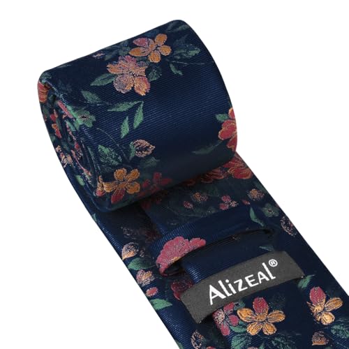 Image of Alizeal Mens 3.15'' Colorful Flower Pattern and handkerchief Necktie Set