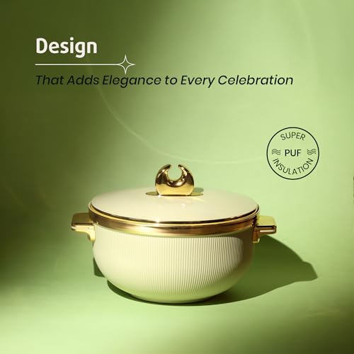 Image of SELVEL Royal Linex Casserole Collection | Insulated Hot Cases | Stainless Steel Inner | BPA-Free | Brown & Lime Green | (Royal Linex Casserole - Lime Green, 1200ml)