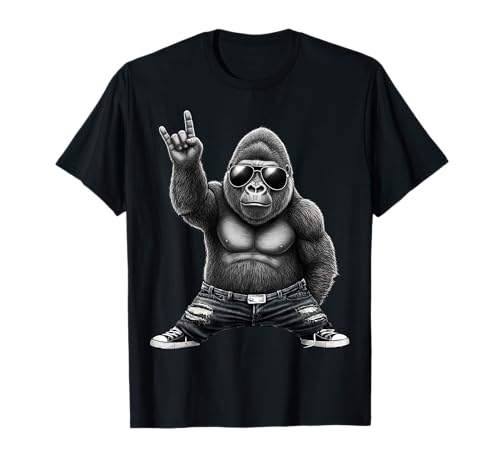 Retro Funny Gorilla Cool Rock Music Lovers Boys Girls Kids T-Shirt