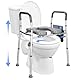 Toilettensitzerhöhung mit Armlehnen, 50-60 cm breit, 74-86 cm höhenverstellbar, Toilettenhilfe für Senioren und Menschen mit eingeschränkter Mobilität