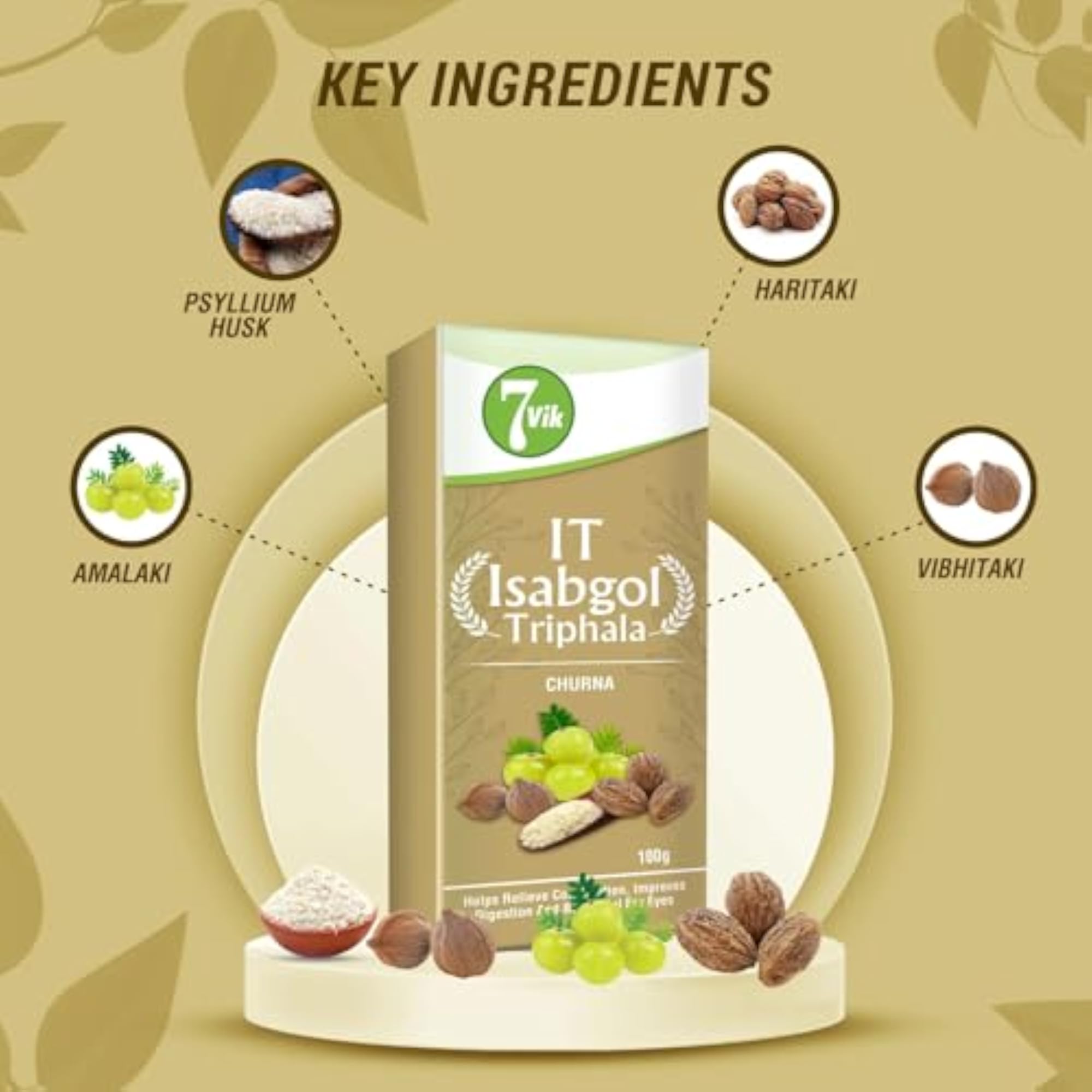 7vik Isabgol Triphala Churan, 100g Natural Laxative