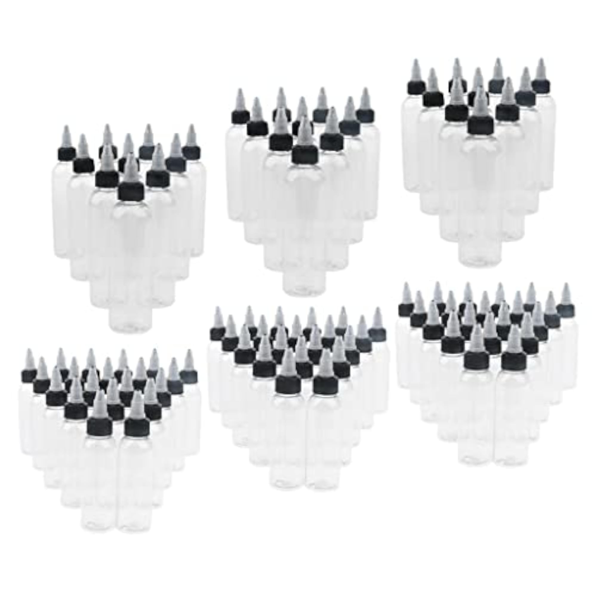 90Pc Empty PVC Squeeze Bottle with Twist Top Cap Applicator