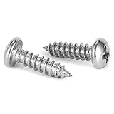 #7 x 1/2' Wood Screw 100Pcs 18-8 (304) Stainless Steel Pan Head Fast Self Tapping Drywall Screws by SG TZH