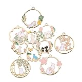 [TOKIDNY] 10個 ガーランド猫のオーナメント 猫の装飾 猫ペン ビーズチャーム 室内猫用の猫用おもちゃ 猫のアクセサリー 猫のおもちゃ 亜鉛合金チャームペンダント キーホルダーチャームバルク