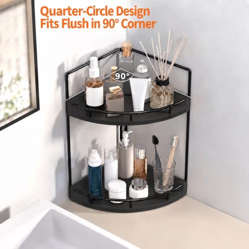 Image of Dorhors Corner Bathroom Counter Organizer,Vanity Countertop Storage Shelf