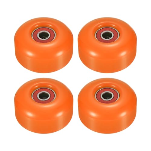 YOKIVE 4 Pcs Skateboard Wheels with Bearing, 95A Skate Scooters Replacement, Great for Skateboarding, Outdoor Street Sports (Orange, Red, 52mm OD)