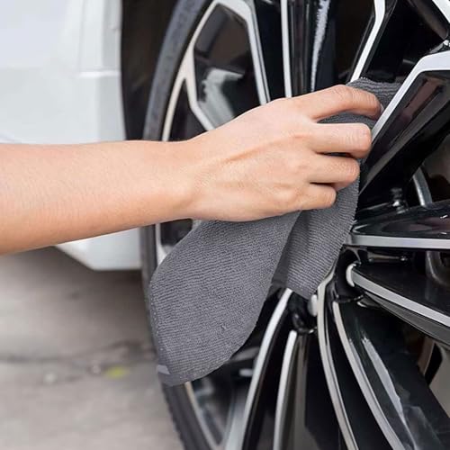 Image of Pack of 2 Microfiber Cloth for Car Drying - 60x40cm Car Cleaning Cloth 400 GSM Superior Softness, Super Water Absorbent Towel for Car, Bike and Household Cleaning - Grey