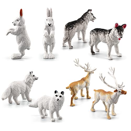 Willway 18Pcs Mini Arctic Animals Figurines Set, Polar Animals Toy For Kids Plastic Arctic Reindeer,Walrus,White Whale,Polar Bear,Arctic Fox,Wolf Figures, Cake Toppers Christmas Birthday Toy Gift #TOP5